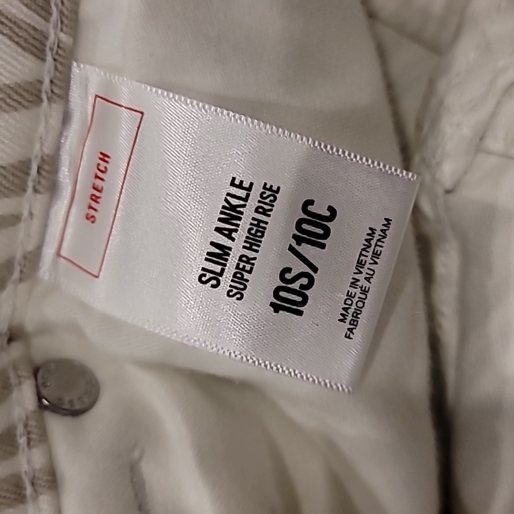 Express Animal Print Super High Rise Slim Ankle Jeans White Gray 10 Slim Stretch - Picture 15 of 16
